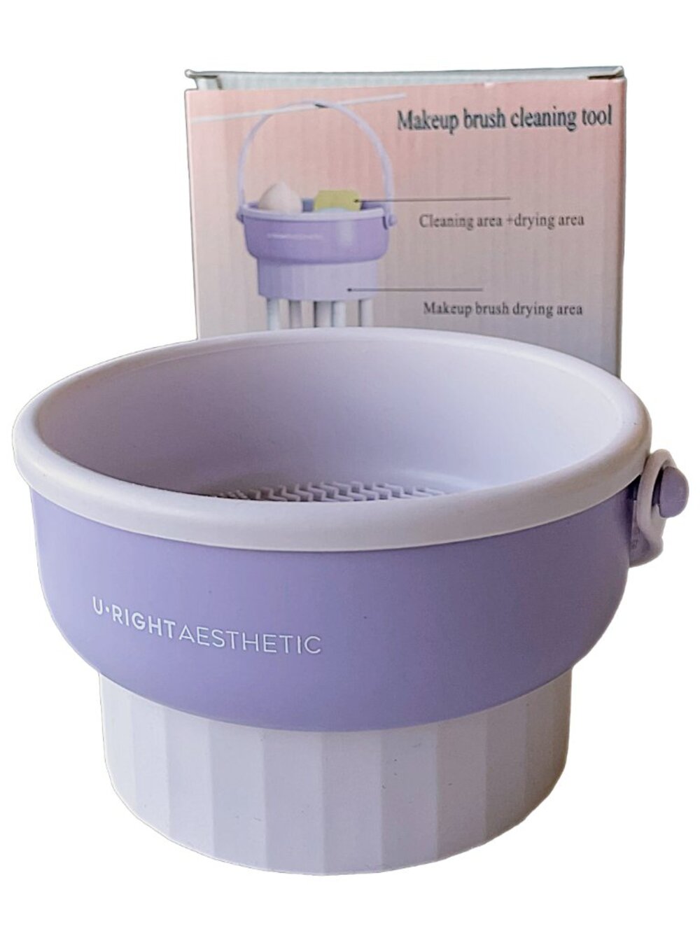 3-in-1 Makeup Brush Cleaning Bowl Silicone Drying Holder Purple